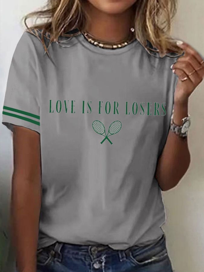 Women's Tennis Printed Round-Neck Casual T-Shirt