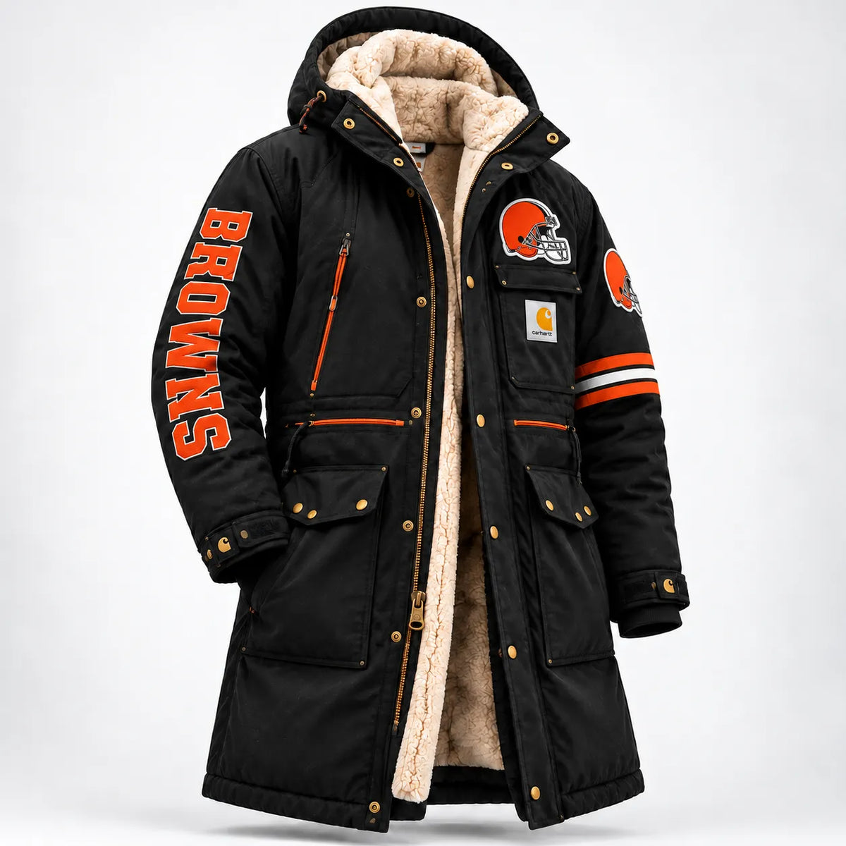 UNISEX CLEVELAND BROWNS SHERPA LINED WINTER PARKA JACKET