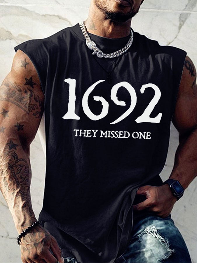 Men's 1692 They Missed One Salem Witch Print Tank Top