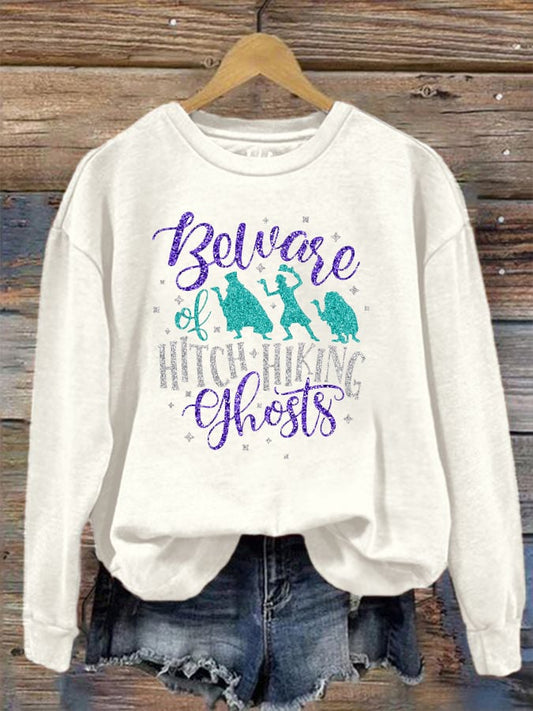 Women's Halloween Ghosts Print Sweatshirt