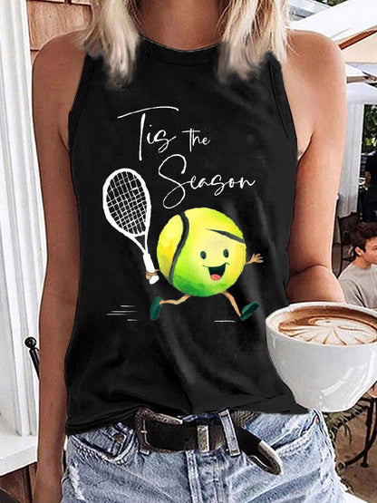 Women's Funny Tennis Tis The Season  Print O-Neck Top