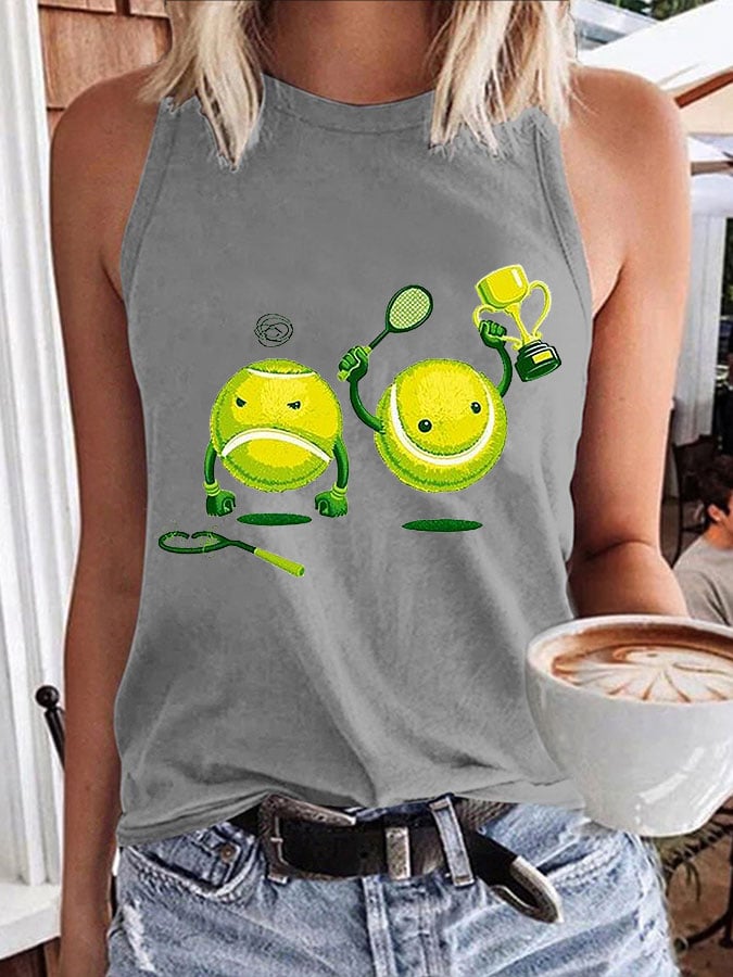 Women's Tennis Funny Print Casual Vest