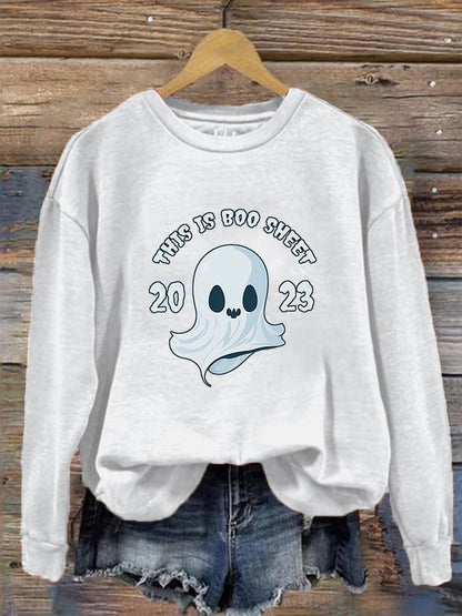 Women's "This is boo sheet 2023" printed casual sweatshirt