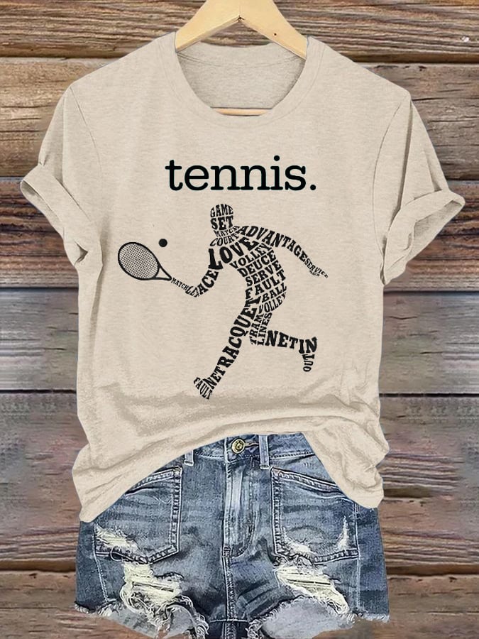 Women's Tennis Print Casual T-Shirt
