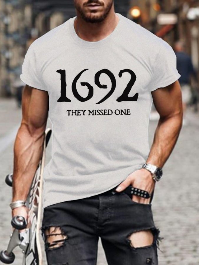 Men's 1692 They Missed One Salem Witch Print T-Shirt