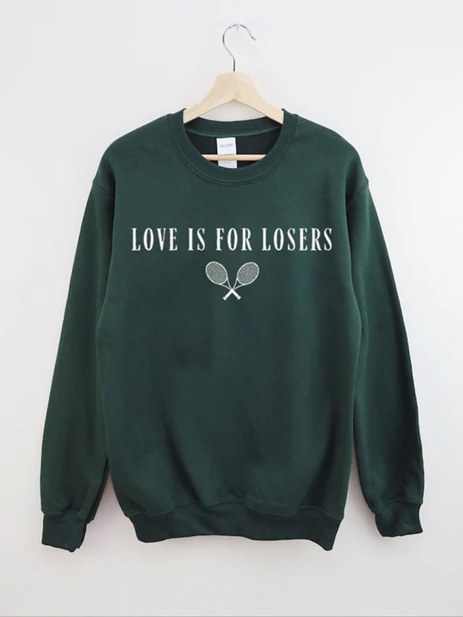 Women's Love Is For Losers Tennis Print Crewneck Sweatshirt