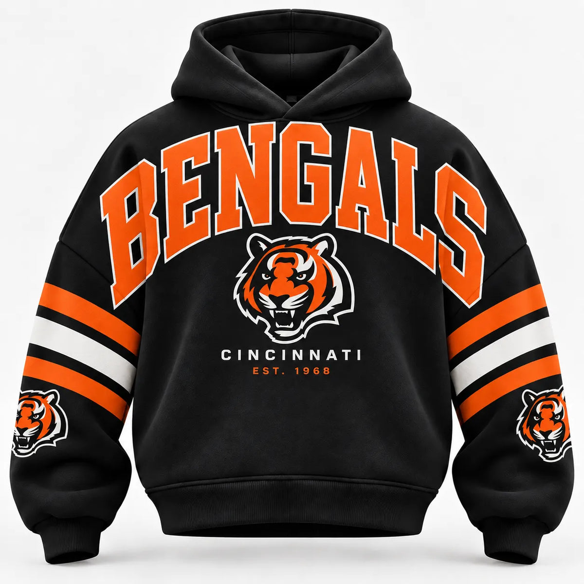 CINCINNATI BENGALS AIRY CLOUD FEEL OVERSIZED FOOTBALL GRAPHIC HOODIE