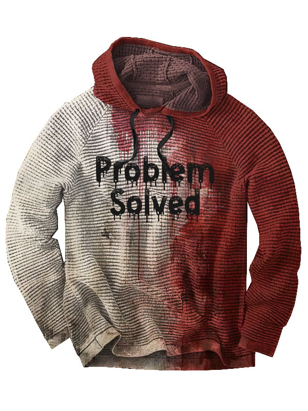 Men's Problem Solved Halloween Print Raglan Hoodie (Jacquard Check Fabric)