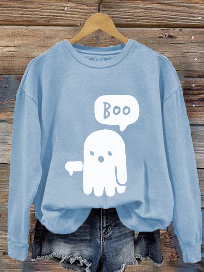 Women's Dislike Boo Ghost Printed Casual Sweatshirt