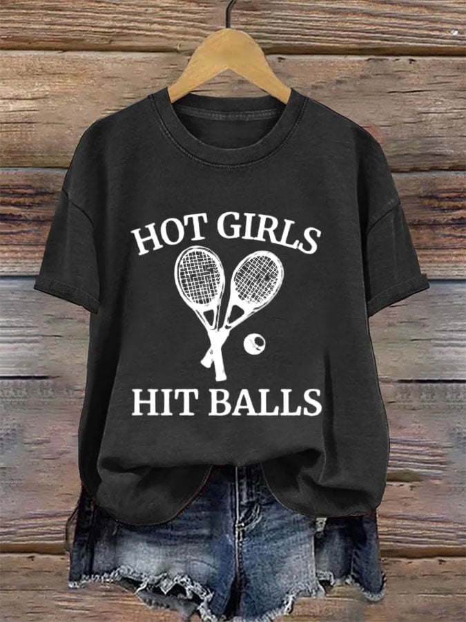 Women's Tennis Printed Round-Neck Casual T-Shirt