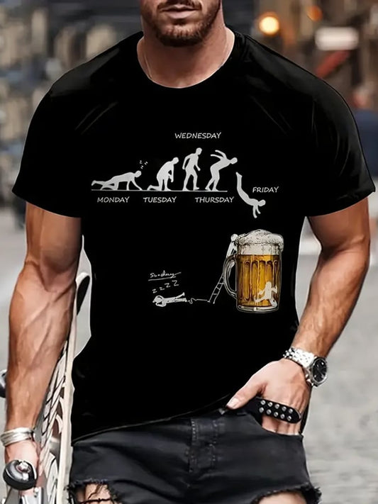 Men's Oktoberfest Beer Printed 100% Cotton Short Sleeve T-Shirt
