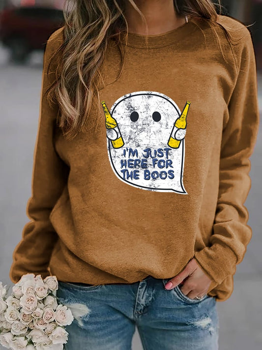 Women's "I'm just here for the boos" printed casual sweatshirt