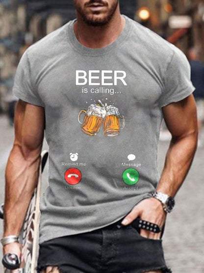 Men's Oktoberfest Beer Printed 100% Cotton Short Sleeve T-Shirt