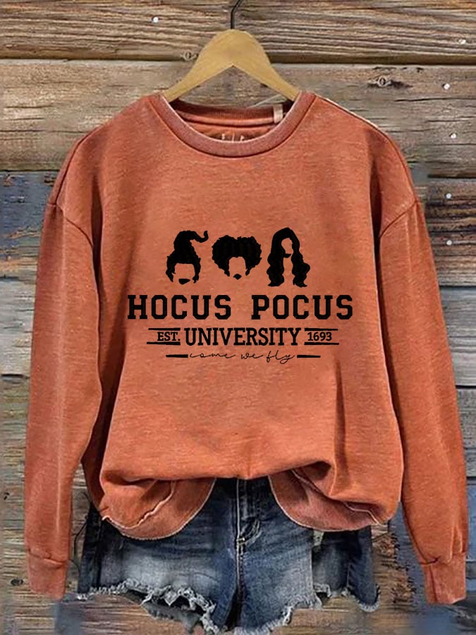 Women's Hocus Pocus EST 1693 Print Round Neck Long Sleeve Sweatshirt