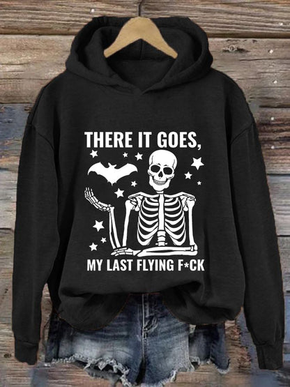 Women's Halloween There It Goes My Last Flying F*ck Print Casual Hooded Sweatshirt