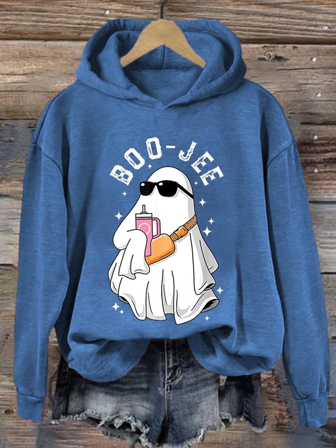 Women's Halloween Boo Jee Cute Ghost Casual Hoodie