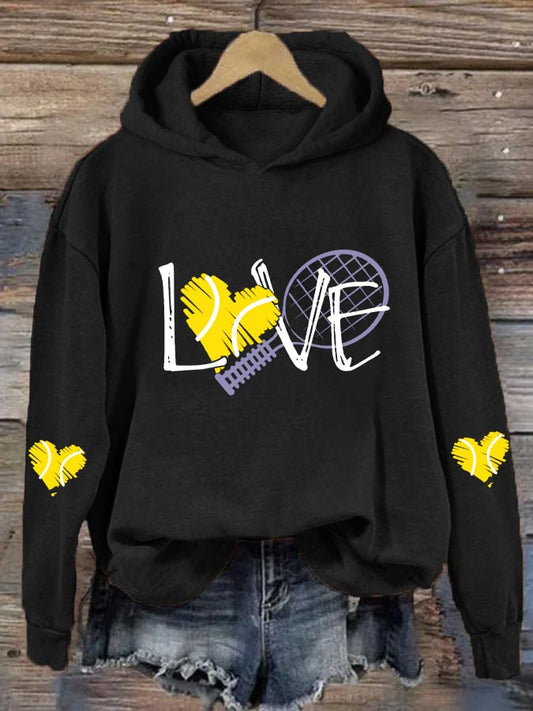 Women's Love Tennis Casual Hoodie