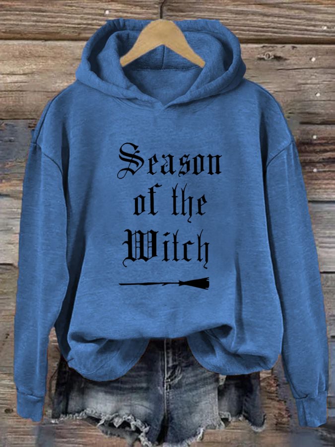 Women's "Season of the witch" printed casual hooded sweatshirt