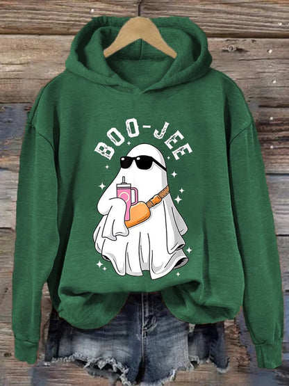 Women's Halloween Boo Jee Cute Ghost Casual Hoodie