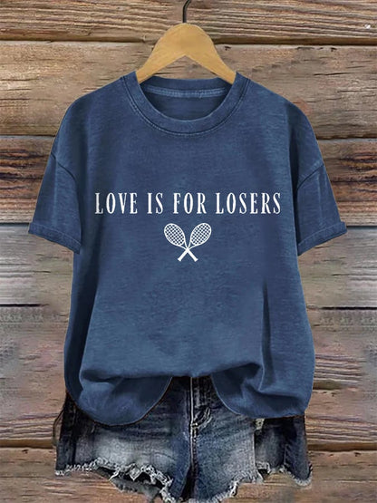 Women's Love Is For Losers Tennis Print T-Shirt