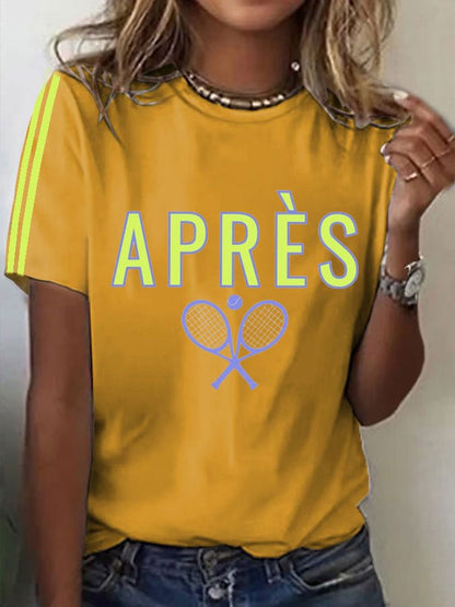 Women's Tennis Printed Round-Neck Casual T-Shirt