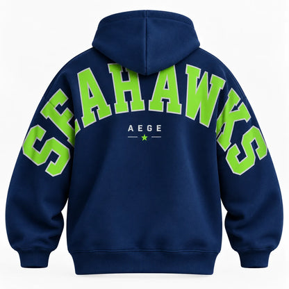SEATTLE SEAHAWKS AIRY CLOUD FEEL OVERSIZED BACK GRAPHIC HOODIE