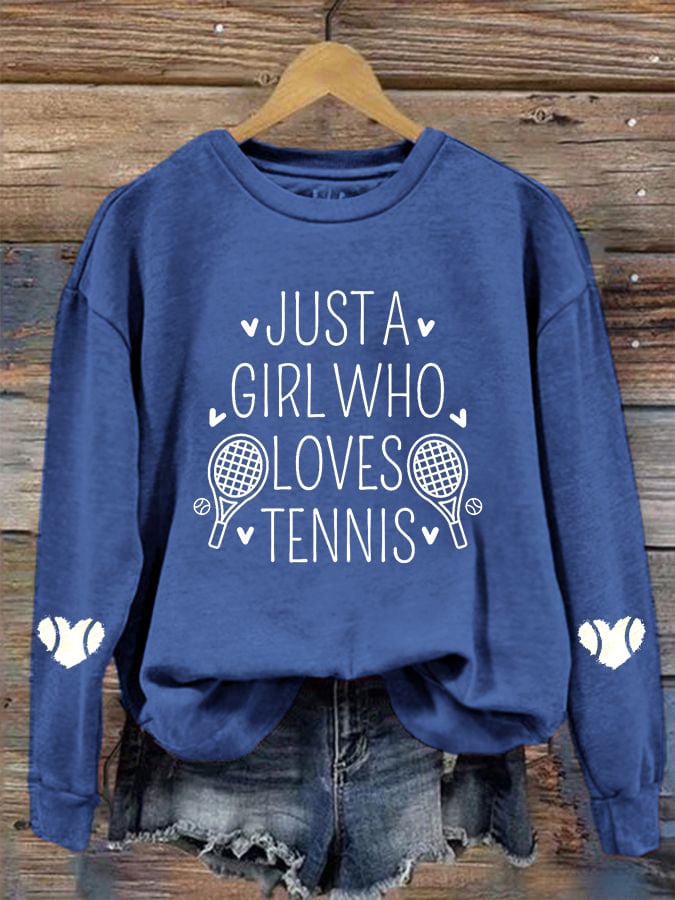 Women's "Just A Girl Who Loves Tennis" printed sweatshirt