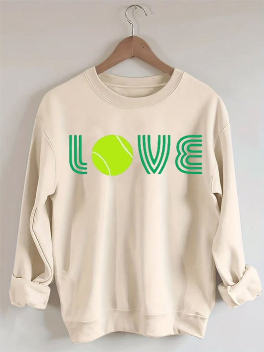 Women's Tennis Love Tennis Print Crewneck Sweatshirt