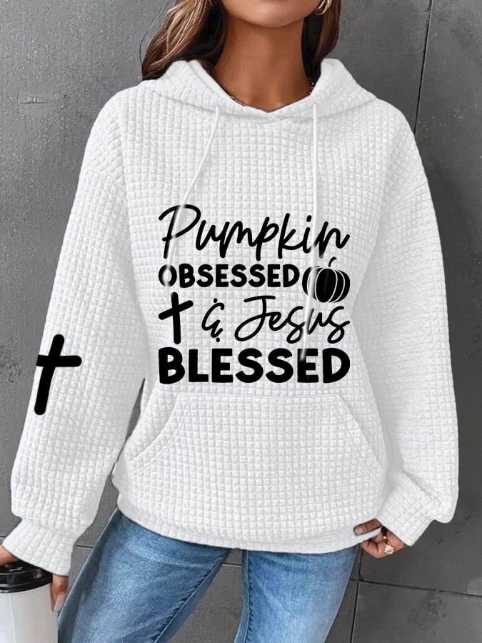 Women's Pumpkin Obsessed and Jesus Blessed Sweatshirt