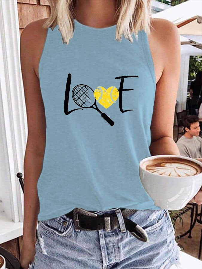 Women's Love Tennis Printed Tank Top