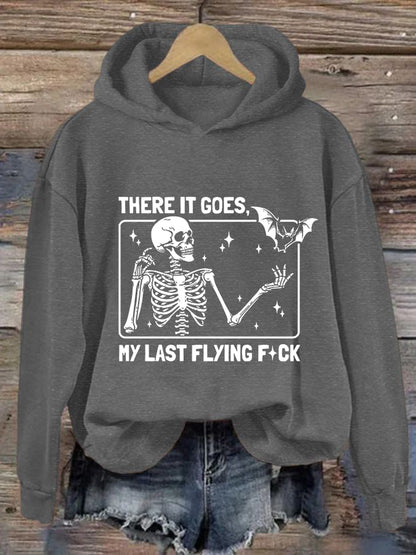 Women's Halloween There It Goes My Last Flying F*ck  Casual Hooded Sweatshirt