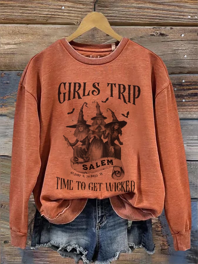 Women's Vintage Halloween Witch Party Sweatshirt