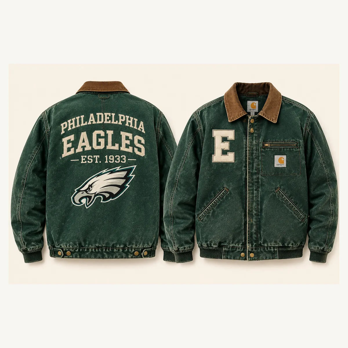 UNISEX PHILADELPHIA EAGLES SHERPA LINED OVERSIZED WORKWEAR WINTER PARKA JACKET