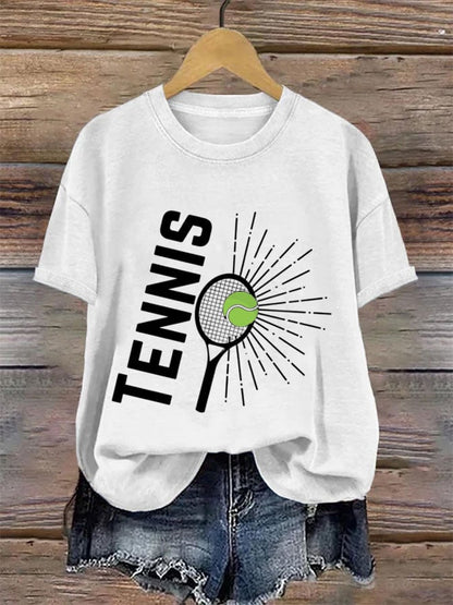 Women's Tennis Printed Round-Neck Casual T-Shirt