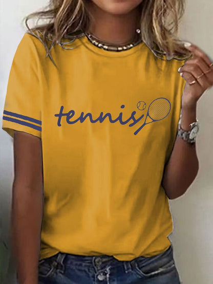 Women's Tennis Printed Round-Neck Casual T-Shirt