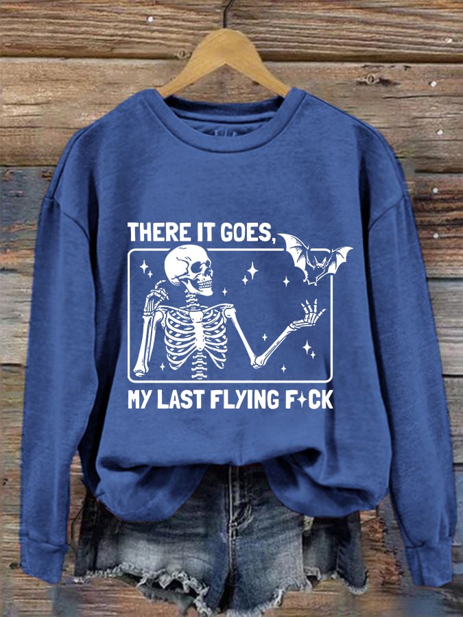 Women's Halloween There It Goes My Last Flying F*ck  Print Crew Neck Sweatshirt