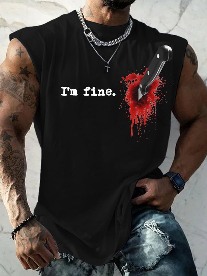 Men's I'm Fine Printed Tank Top