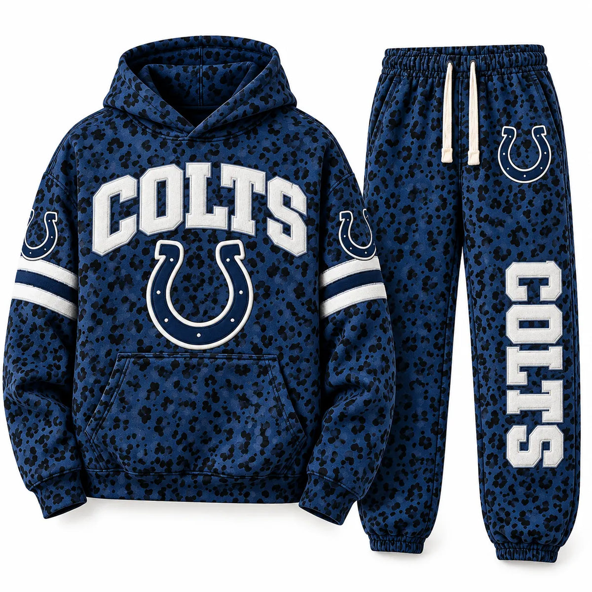 WOMEN’S INDIANAPOLIS COLTS LEOPARD PRINT GRAPHIC HOODIE & JOGGER SET