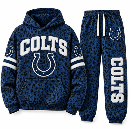 WOMEN’S INDIANAPOLIS COLTS LEOPARD PRINT GRAPHIC HOODIE & JOGGER SET