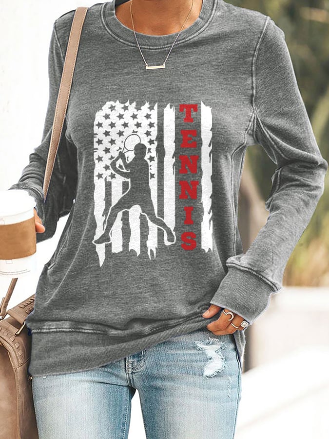 Women'S Tennis Flag Printed Sweatshirt