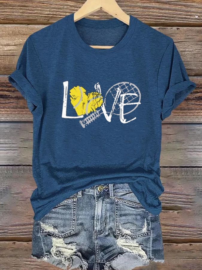 Women's Tennis Print Casual T-Shirt