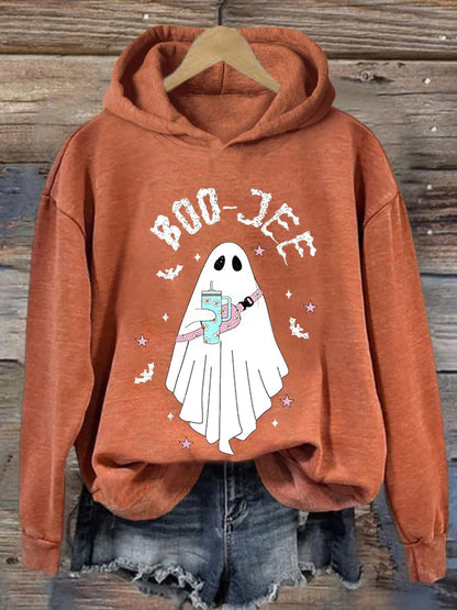 Women's Halloween Boo Jee  Cute Ghost Casual Hoodie