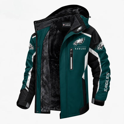 AEGE PHILADELPHIA EAGLES TEAM LOGO FOOTBALL GRAPHIC FLEECE LINED HOODED JACKET