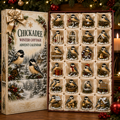 24-Day Chickadee Advent Calendar | Autumn & Winter Cottage Collectible Gift