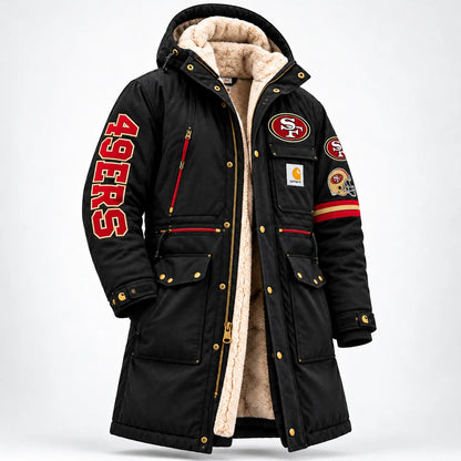 UNISEX SAN FRANCISCO 49ERS SHERPA LINED WORKWEAR HOODED WINTER PARKA JACKET
