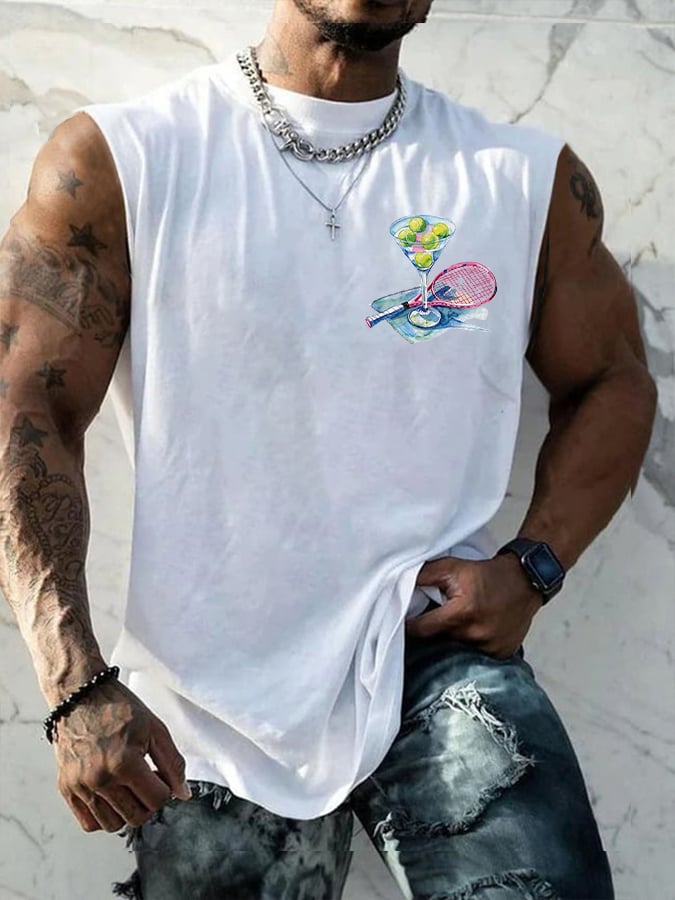 Men's Funny Tennis Tennis Lover Print Tank Top