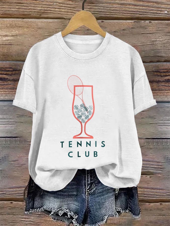 Women's Tennis Printed Round-Neck Casual T-Shirt