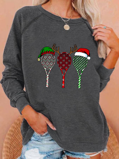 Women's Christmas Tennis Racket Print Sweatshirt