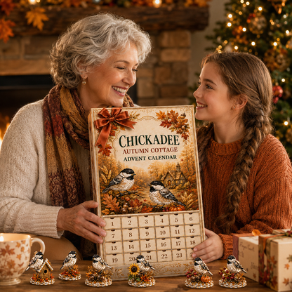 24-Day Chickadee Advent Calendar | Autumn & Winter Cottage Collectible Gift