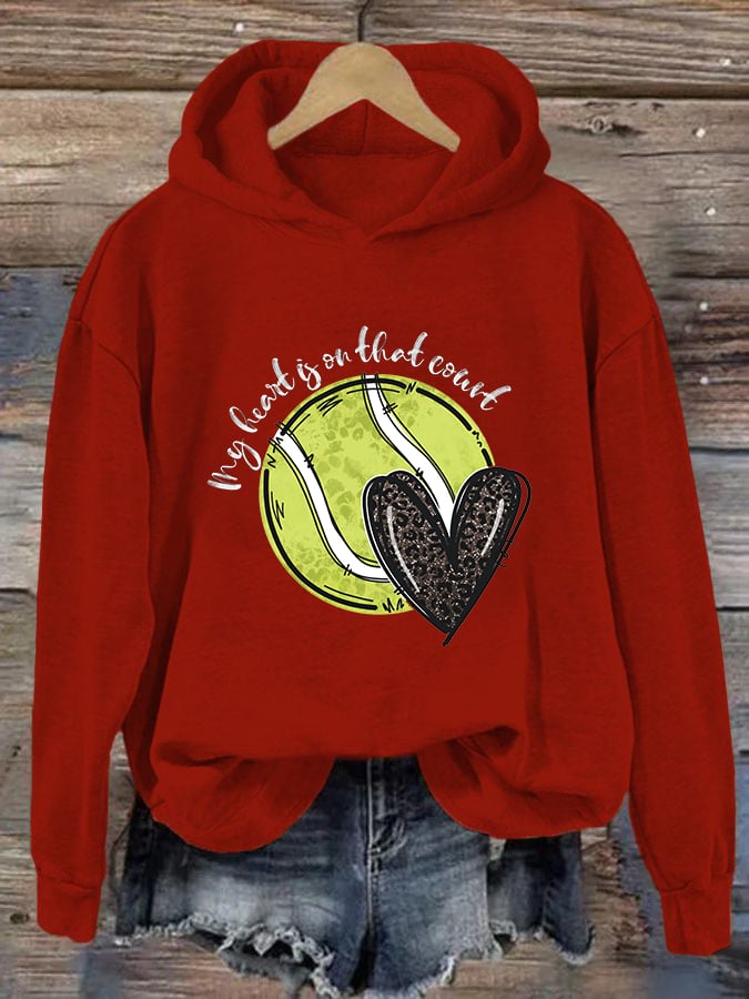 Women's Love Tennis Casual Hoodie